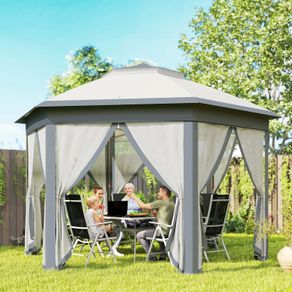 3 x 4m Gazebo with Curtains Metal Frame Water and UV-resistant