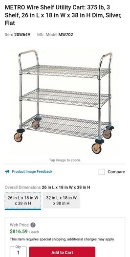 Heavy Duty Metro Wire Shelf Utility Rolling Cart / Shelved Trolley