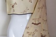 Stylish Ladies Light Cream Beige Chiffon Scarf Wrap Shawl with Horse Print