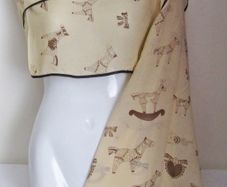 Stylish Ladies Light Cream Beige Chiffon Scarf Wrap Shawl with Horse Print