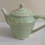 Stunning Art Deco 'Windsor Step' Shaped Teapot by Wade Heath, with a Stunning Rare Mottled Mint Green Glaze, Circa 1930+ Image 2