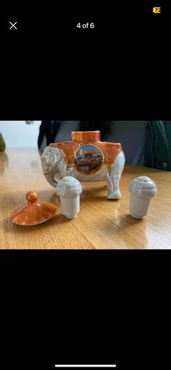 1950s Elephant Salt, Pepper and Mustard Pot