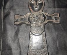 Beautiful Collectible Cross featuring a representation of an 8th Century Irish Robed Christ was produced by Owen Smith in Ballyshannon, Ireland. Design: The design is based on early medieval Insular art, specifically a 1300 year-old book cover plaque, Pos