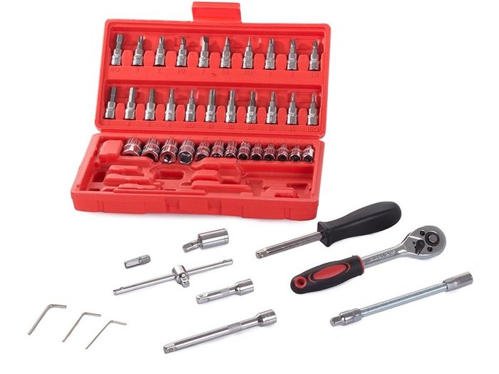 New 46 Pcs DIY Tool Set Screwdrivers Torx Hex Key Socket Wrench Bar Case #1440