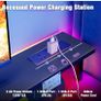 120x50cm Gaming Desk with LED Lights & Power Outlets,Black Storage Shelves, Dual Monitor Stand, Home Office & Study, Work from Home, Bedroom, Small Spaces, Dorm, Space-Saving, Students Image 7