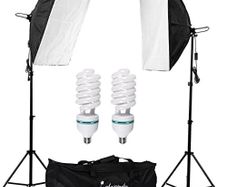 Photography Lighting Kit 2x 135W Continuous Lighting Kit 20"x28"/50x70cm Softbox Soft Box Photo Studio Set Light Bulbs Lamp 5500K Photography E27 Socket Softboxes UK Plug