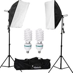 Photography Lighting Kit 2x 135W Continuous Lighting Kit 20"x28"/50x70cm Softbox Soft Box Photo Studio Set Light Bulbs Lamp 5500K Photography E27 Socket Softboxes UK Plug