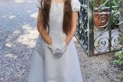 John Rocha Communion or flower girl dress with bolero + gloves + veil age 9