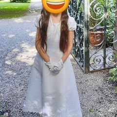 John Rocha Communion or flower girl dress with bolero + gloves + veil age 9