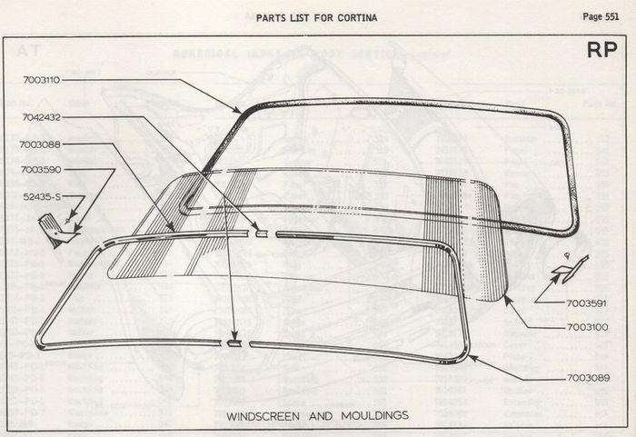 Vintage ford cortina windscreen