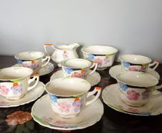 Vintage Myott Son & Co Hand Painted Art Deco Tea Set