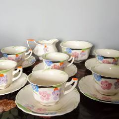 Vintage Myott Son & Co Hand Painted Art Deco Tea Set