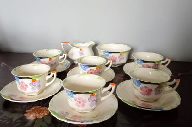 Vintage Myott Son & Co Hand Painted Art Deco Tea Set