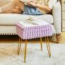 Rectangle Vanity Chair with Storage Space, Footrest Footstool Ottoman, Vanity Stool, Dressing Table Chair, with Anti-Slip Feet, for Makeup Room, Bedroom, Square Grid Pattern, Purple Image 5