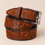 Unisex Genuine Leather Tooled Belt Vintage Floral Western Leather Belt Image 7