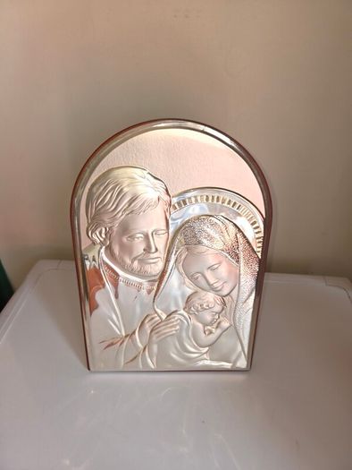 Italian 999 Silver Holy Family Plaque