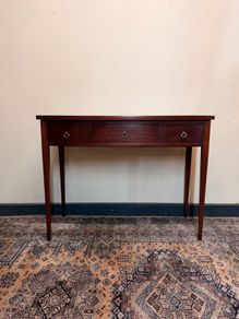Antique Mahogany Bow Fronted Three Drawer Side or Console Table