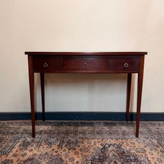 Antique Mahogany Bow Fronted Three Drawer Side or Console Table