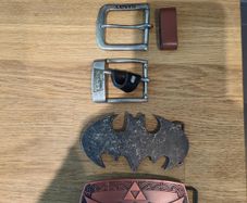 5 Belt Buckles Job Lot Official Nintendo Zelda, Jack Daniels, Levis Batman