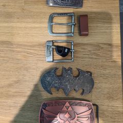 5 Belt Buckles Job Lot Official Nintendo Zelda, Jack Daniels, Levis Batman