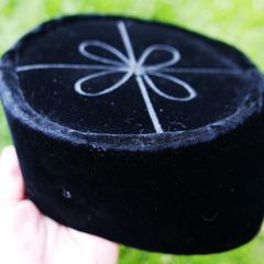 Vintage Black Velvet Rufaiyyah Hat, a type of Kufi Cap