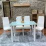 Compact Glass Dining Table Set Seats 4, White Image 4