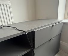 Grey TV Unit / Low Storage Cabinet with Drawers - Clane
