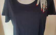 YouYou navy sequin stretchy top size UK16 EU44 Postage included