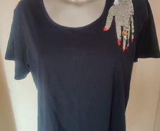 YouYou navy sequin stretchy top size UK16 EU44 Postage included