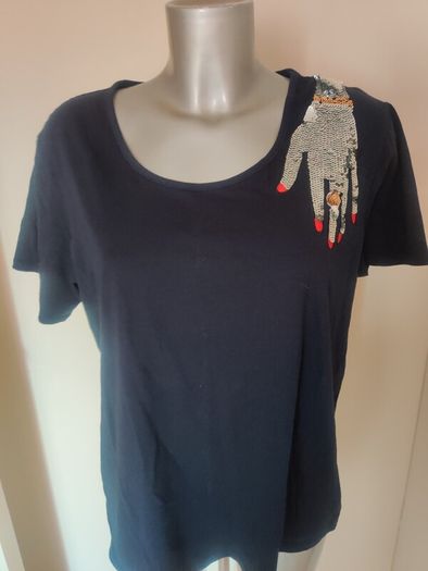 YouYou navy sequin stretchy top size UK16 EU44 Postage included