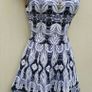 Karen Millen Black Blue Jacquard Fit Flare Knit Dress Image 6