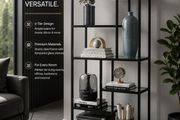 Bookcase with 6 shelves ink black - transparent glass