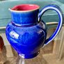 Denby Harlequin Jester Pitcher Cobalt Blue and Claret Stoneware Jug Posy Vase Image 10