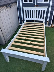 Extremely Sturdy White Single Wooden Bed Frame - Can Deliver