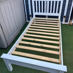 Extremely Sturdy White Single Wooden Bed Frame - Can Deliver