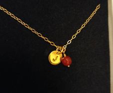 Lulu and Belle Dainty gold initial J necklace with carnelia stone