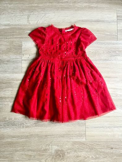 M&S red tulle dress 3/4y