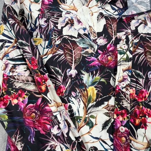 Joe Browns Floral Print Long Sleeve Shirt Medium - Flowers Skull Funky