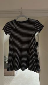 Black and white striped peplum T-shirt Xs or dress for small girl