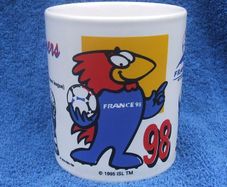 FRANCE 98 (16th FIFA World Cup) - an official merchandise/souvenir mug for the 1998 soccer World Cup
