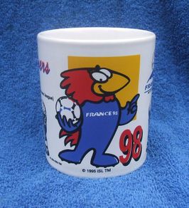FRANCE 98 (16th FIFA World Cup) - an official merchandise/souvenir mug for the 1998 soccer World Cup