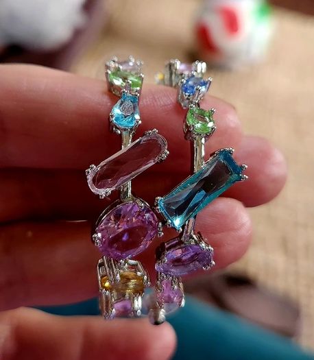 Swarovski multicoloured hoop earrings