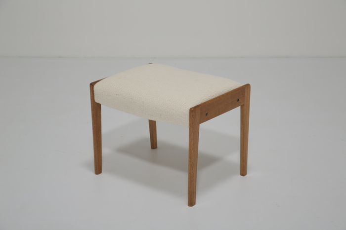 Vintage Studio Donegal Tweed and Oak Stool, 1960s.