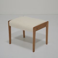 Vintage Studio Donegal Tweed and Oak Stool, 1960s.