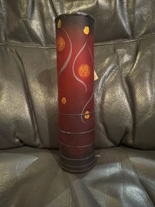 Signed Vase Czech Glass Art Miracle Studio Red And Black 7,5 inch Vase