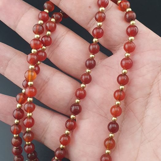 Vintage Treasure Vase Pattern Agate & Carnelian Beads Necklace
