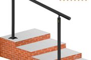 Stair Railing Kit, 152.4 cm Handrails for Outdoor 0-5 Steps, Adjustable Angle Black Aluminum Stair Handrail, Indoor &amp; Outdoor Stairs for the Elderly