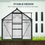 6 x 10ft Polycarbonate Greenhouse, Large Walk-In Green House with Slide Door and Window, Garden Plants Grow House with Aluminium Frame and Foundation, Grey Image 5