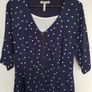 Navy polka dot Bravissimo V-neck, viscose dress, Size 16 Image 2