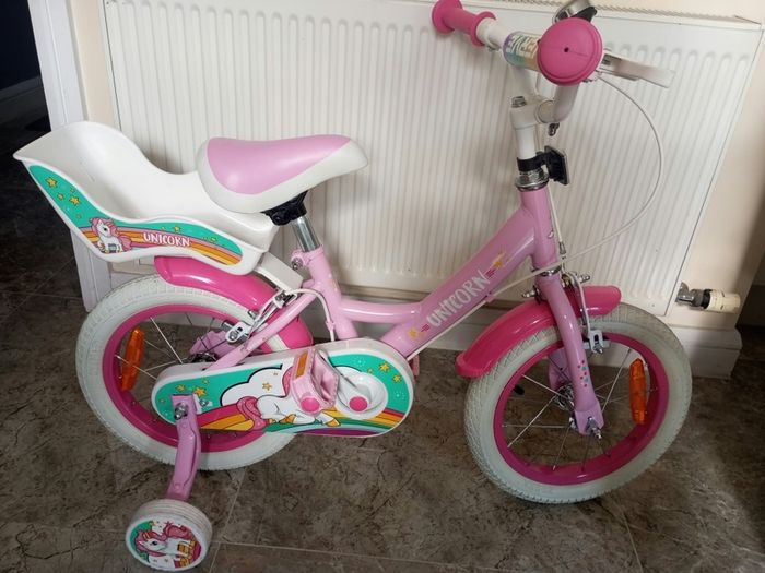 Kids unicorn bike size 14 inch wheels